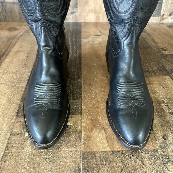 Tony Lama Vintage Classic Black Western Cowboy Boots Mens 10 EE - Picture 11 of 12